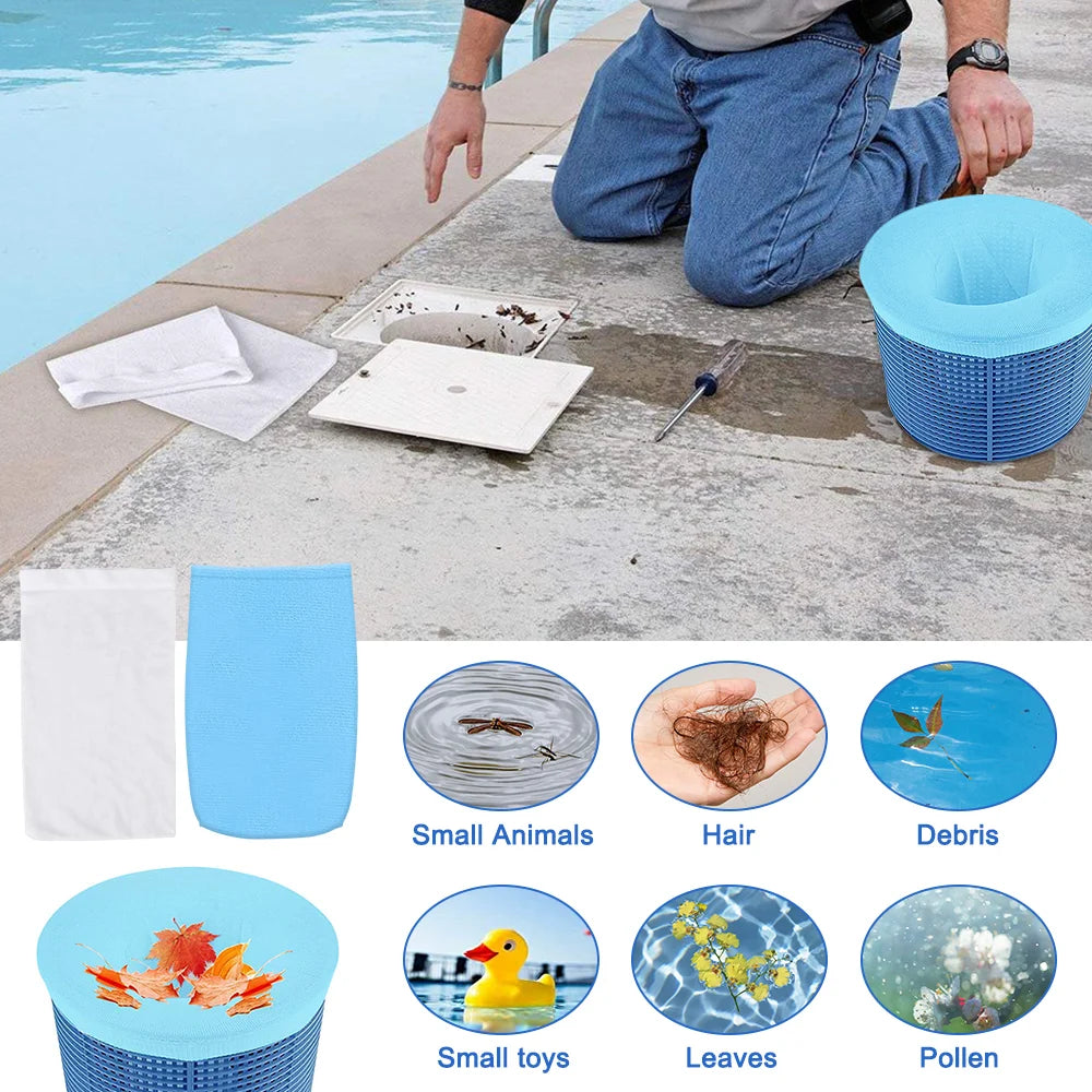 ClearFlow™ - Chaussettes de Skimmer de Piscine en Nylon Élastique